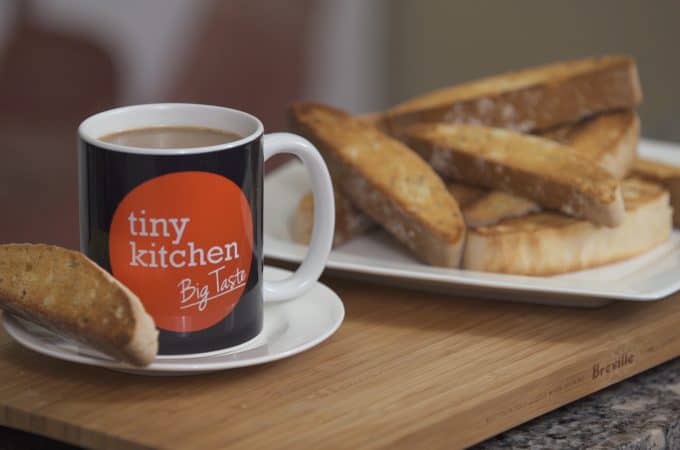biscotti on a plate with coffee