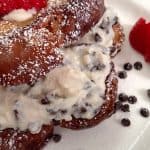 cannoli stuffed french toast on white plate