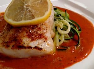 Broiled Cod with Roasted Red Pepper Coulis // Tiny Kitchen Big Taste // Michael Fucci