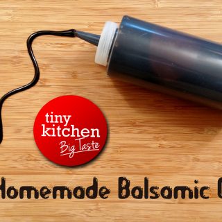 balsamic glaze on cutting board