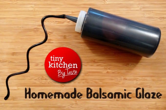 balsamic glaze on cutting board