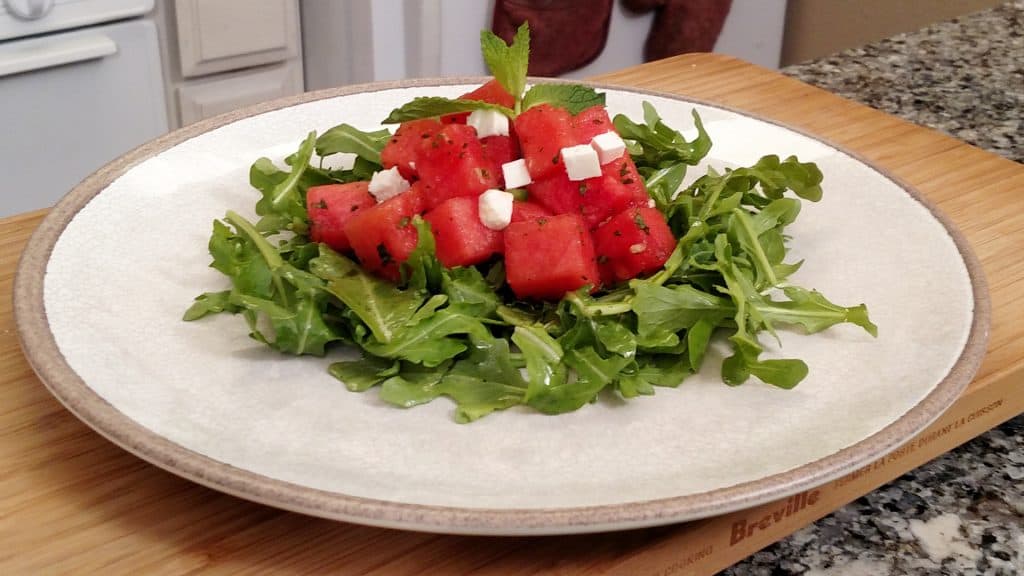 Arugula Feta Melon Salad // Tiny Kitchen Big Taste