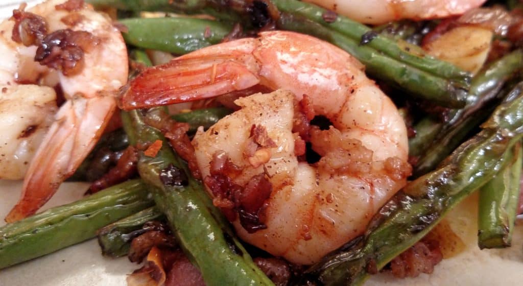 Bacon Blistered Shrimp and Green Beans // Tiny Kitchen Big Taste