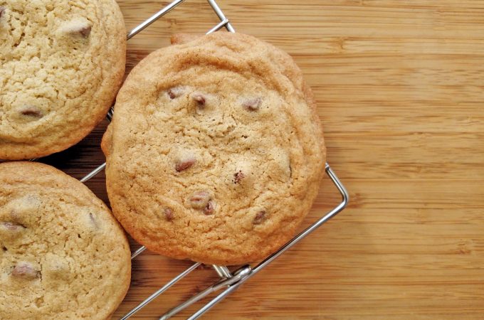 chocolate chip cookies on a cooling rack