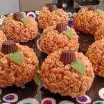 Pumpkin Rice Krispies Treats on a plate