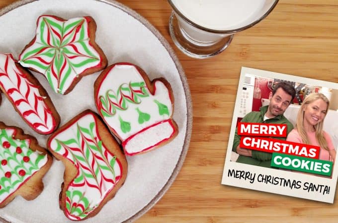 christmas cookies and milk on table