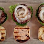 Hamburger Sliders on wood cutting board