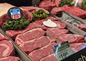 Display of New York Steak