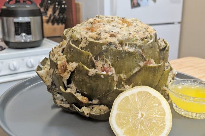 Instant Pot Stuffed Artichoke with Lemon and Butter