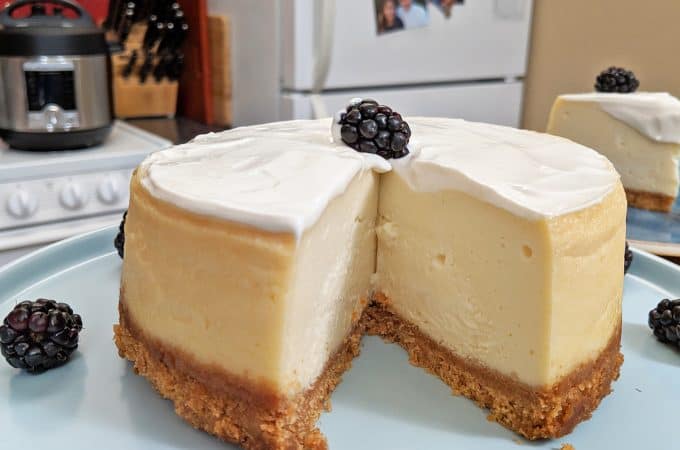 Instant Pot Cheesecake with slice of cake