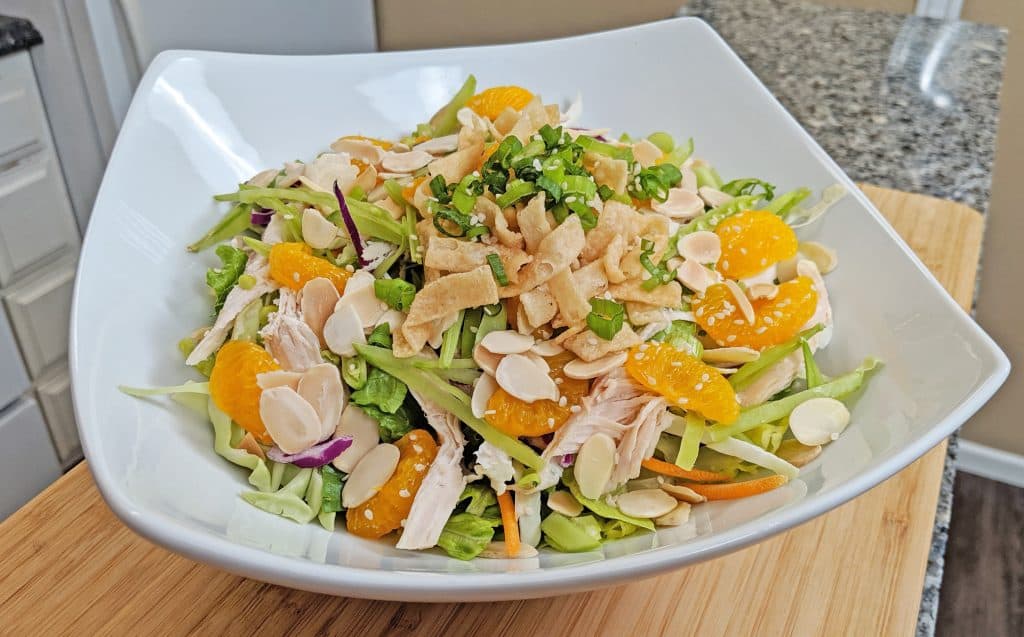 Chinese Chicken Salad in White Bowl