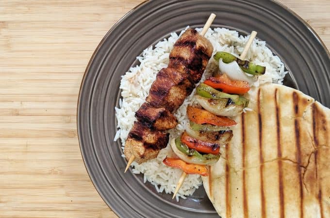 shish kabobs on table