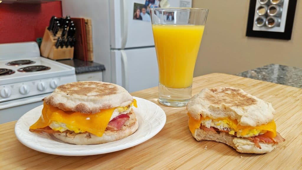 Breakfast Sandwich, orange juice